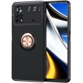 Xiaomi Poco X4 Pro Kılıf Renkli Silikon Yüzüklü Standlı Auto Focus Ravel Kapak - Rose Gold