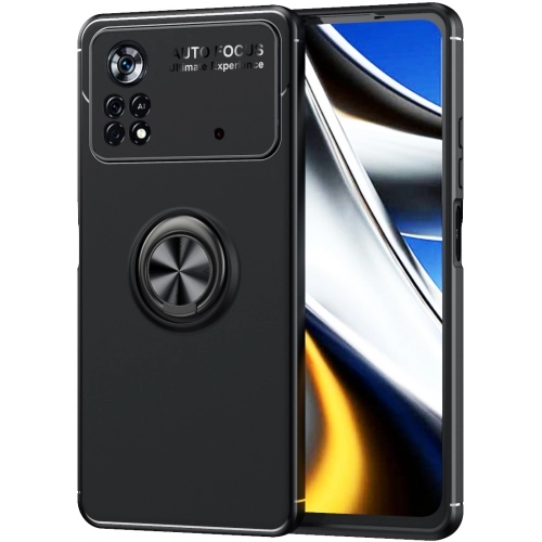Xiaomi Poco X4 Pro Kılıf Renkli Silikon Yüzüklü Standlı Auto Focus Ravel Kapak - Siyah
