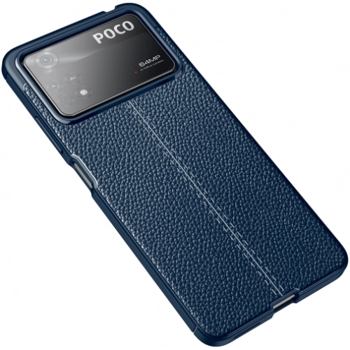 Xiaomi Poco X4 Pro Kılıf Deri Görünümlü Lüks Parmak İzi Bırakmaz Niss Silikon Kapak - Lacivert