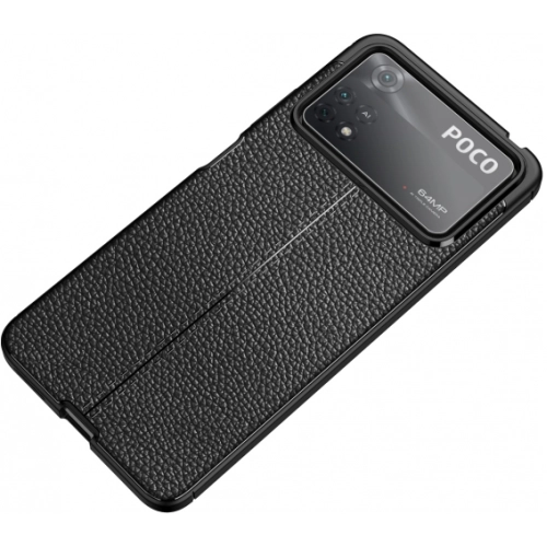 Xiaomi Poco X4 Pro Kılıf Deri Görünümlü Lüks Parmak İzi Bırakmaz Niss Silikon Kapak - Siyah