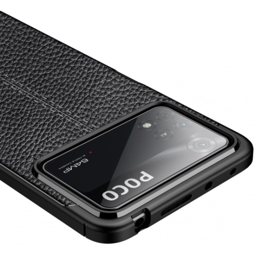 Xiaomi Poco X4 Pro Kılıf Deri Görünümlü Lüks Parmak İzi Bırakmaz Niss Silikon Kapak - Siyah