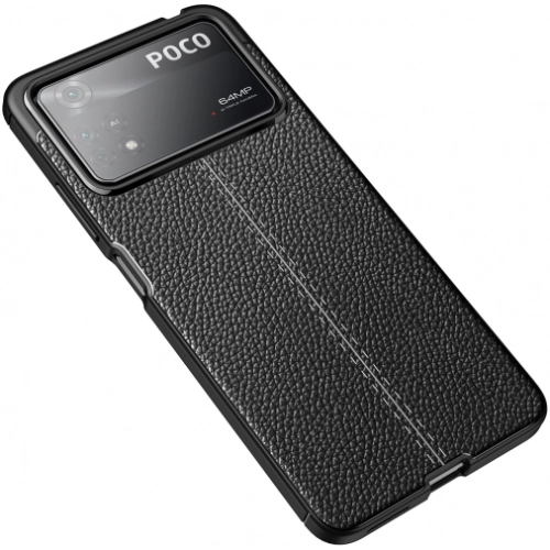 Xiaomi Poco X4 Pro Kılıf Deri Görünümlü Lüks Parmak İzi Bırakmaz Niss Silikon Kapak - Siyah