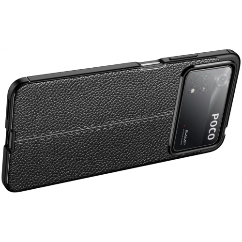 Xiaomi Poco X4 Pro Kılıf Deri Görünümlü Lüks Parmak İzi Bırakmaz Niss Silikon Kapak - Siyah
