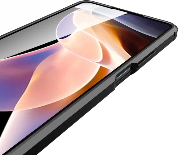 Xiaomi Poco X4 Pro Kılıf Deri Görünümlü Parmak İzi Bırakmaz Niss Silikon - Siyah