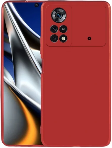 Xiaomi Poco X4 Pro Kılıf İnce Mat Esnek Silikon - Kırmızı