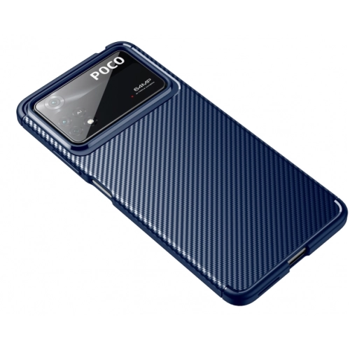 Xiaomi Poco X4 Pro Kılıf Silikon Parmak İzi Bırakmayan Karbon Soft Negro Kapak - Lacivert