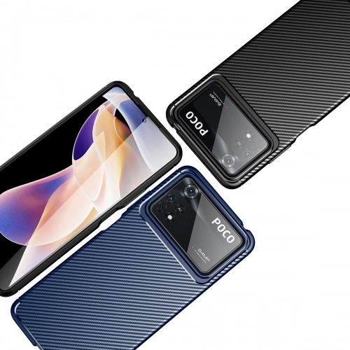 Xiaomi Poco X4 Pro Kılıf Silikon Parmak İzi Bırakmayan Karbon Soft Negro Kapak - Siyah