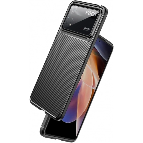 Xiaomi Poco X4 Pro Kılıf Silikon Parmak İzi Bırakmayan Karbon Soft Negro Kapak - Siyah