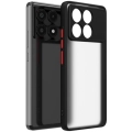 Xiaomi Poco X6 Pro Kılıf Kamera Korumalı Arkası Şeffaf Mat Silikon Kapak - Siyah