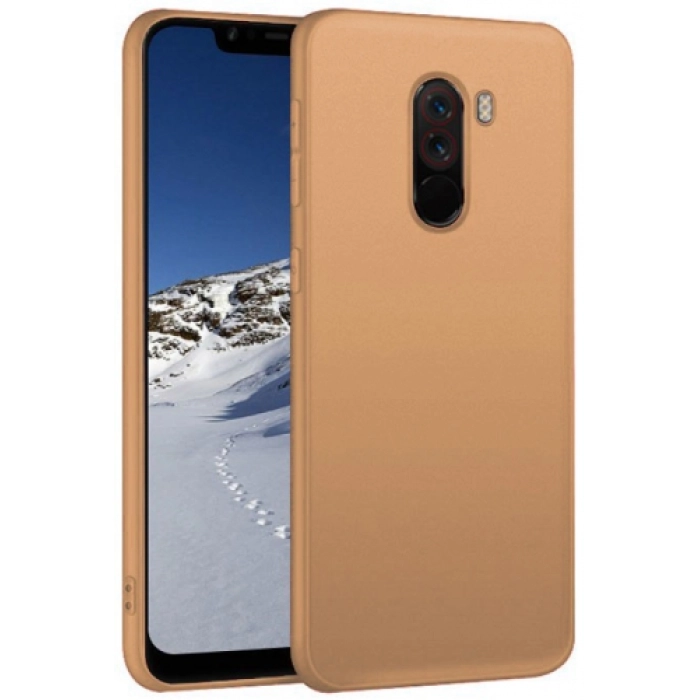 Xiaomi Pocophone F1 Kılıf İnce Soft Mat Renkli Esnek Silikon Kapak - Gold