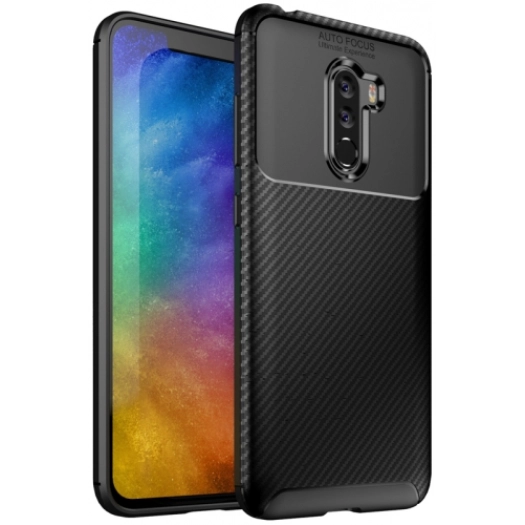 Xiaomi Pocophone F1 Kılıf Silikon Parmak İzi Bırakmayan Karbon Soft Negro Kapak - Siyah