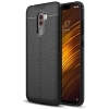 Xiaomi Pocophone F1 Kılıf Deri Görünümlü Lüks Parmak İzi Bırakmaz Niss Silikon Kapak - Siyah