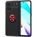 Xiaomi Redmi 10 Kılıf Renkli Silikon Yüzüklü Standlı Auto Focus Ravel Kapak - Kırmızı - Siyah