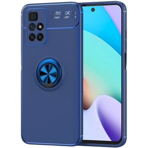 Xiaomi Redmi 10 Kılıf Renkli Silikon Yüzüklü Standlı Auto Focus Ravel Kapak - Mavi