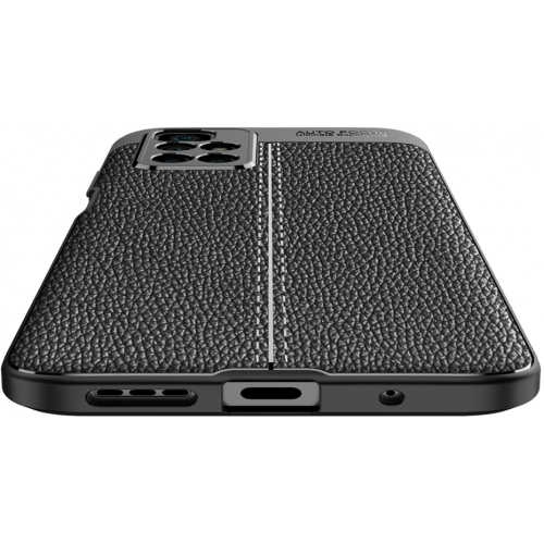 Xiaomi Redmi 10 Kılıf Deri Görünümlü Lüks Parmak İzi Bırakmaz Niss Silikon Kapak - Siyah