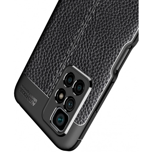 Xiaomi Redmi 10 Kılıf Deri Görünümlü Lüks Parmak İzi Bırakmaz Niss Silikon Kapak - Siyah