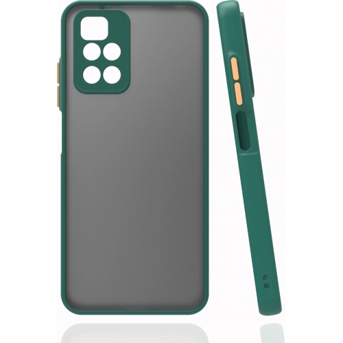 Xiaomi Redmi 10 Kılıf Kamera Korumalı Arkası Şeffaf Mat Silikon Kapak - Koyu Yeşil