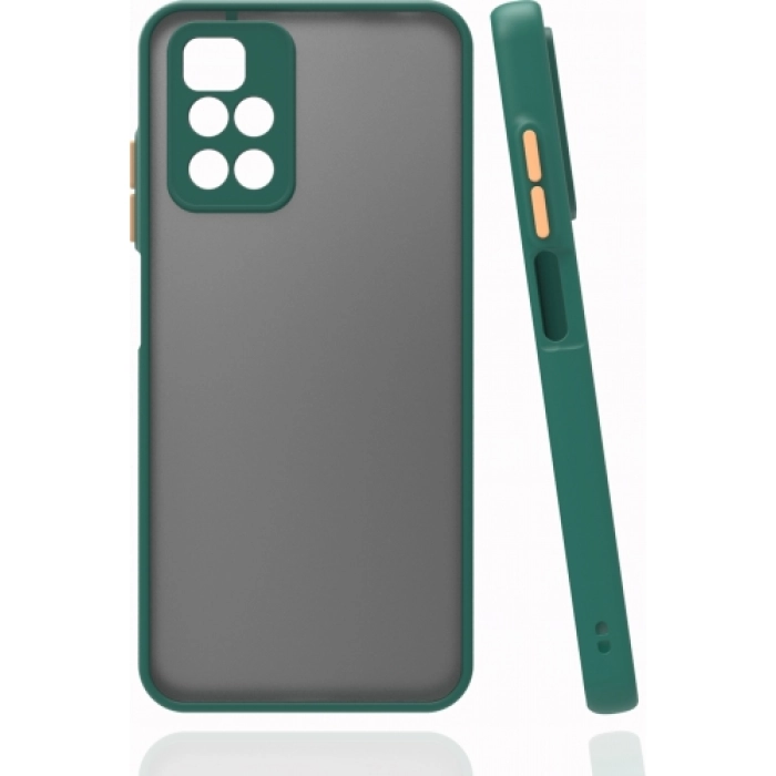 Xiaomi Redmi 10 Kılıf Kamera Korumalı Arkası Şeffaf Mat Silikon Kapak - Koyu Yeşil