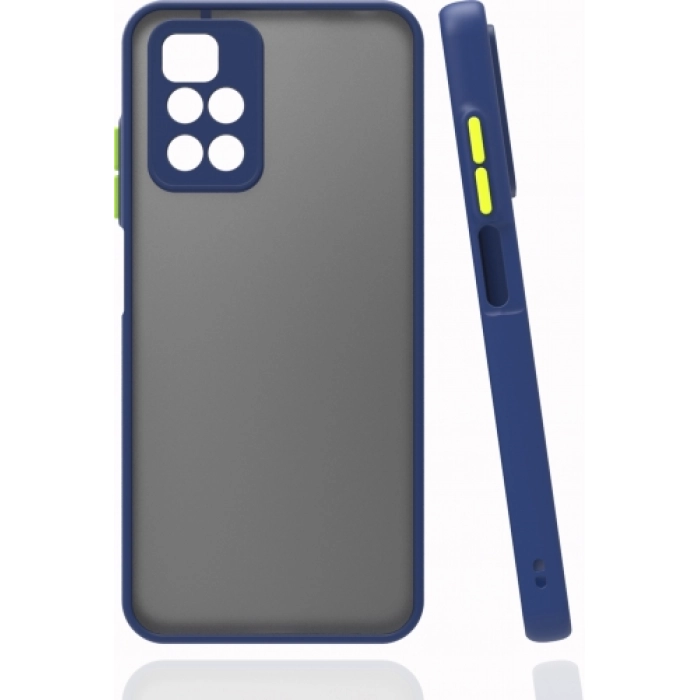 Xiaomi Redmi 10 Kılıf Kamera Korumalı Arkası Şeffaf Mat Silikon Kapak - Lacivert