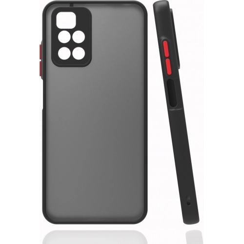 Xiaomi Redmi 10 Kılıf Kamera Korumalı Arkası Şeffaf Mat Silikon Kapak - Siyah