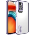 Xiaomi Redmi 10 Kılıf Kamera Lens Korumalı Şeffaf Renkli Logo Gösteren Parlak Kapak - Lila