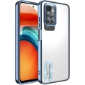 Xiaomi Redmi 10 Kılıf Kamera Lens Korumalı Şeffaf Renkli Logo Gösteren Parlak Kapak - Mavi