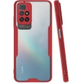 Xiaomi Redmi 10 Kılıf Renkli Silikon Kamera Lens Korumalı Şeffaf Parfe Kapak - Kırmızı