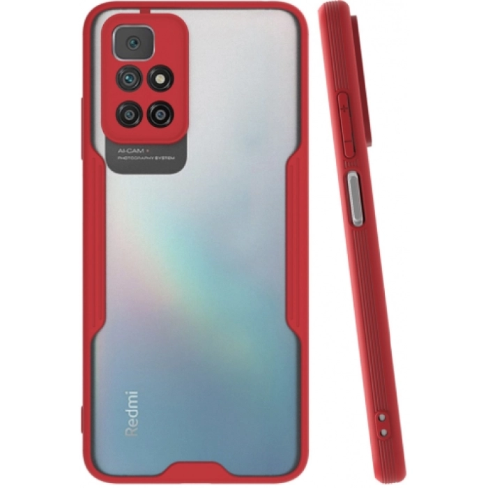 Xiaomi Redmi 10 Kılıf Renkli Silikon Kamera Lens Korumalı Şeffaf Parfe Kapak - Kırmızı