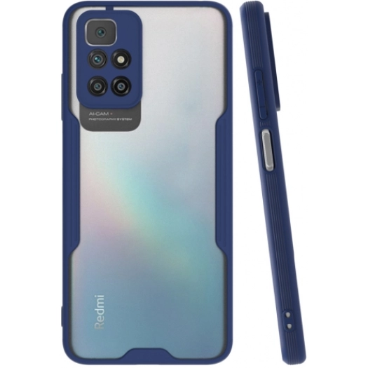 Xiaomi Redmi 10 Kılıf Renkli Silikon Kamera Lens Korumalı Şeffaf Parfe Kapak - Lacivert