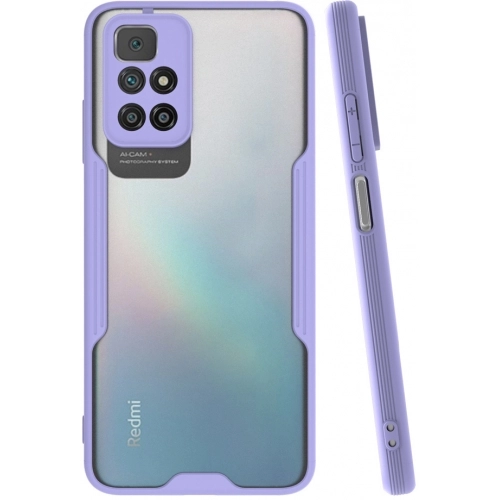 Xiaomi Redmi 10 Kılıf Renkli Silikon Kamera Lens Korumalı Şeffaf Parfe Kapak - Lila
