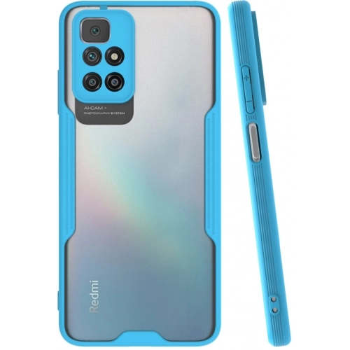 Xiaomi Redmi 10 Kılıf Renkli Silikon Kamera Lens Korumalı Şeffaf Parfe Kapak - Mavi