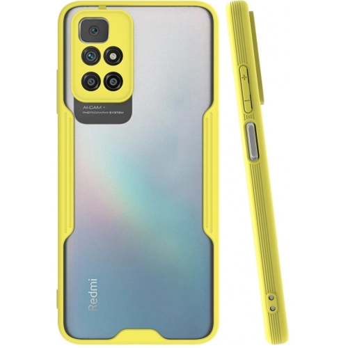 Xiaomi Redmi 10 Kılıf Renkli Silikon Kamera Lens Korumalı Şeffaf Parfe Kapak - Sarı
