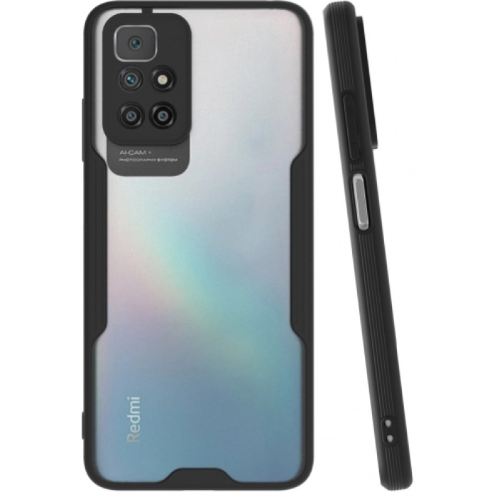 Xiaomi Redmi 10 Kılıf Renkli Silikon Kamera Lens Korumalı Şeffaf Parfe Kapak - Siyah