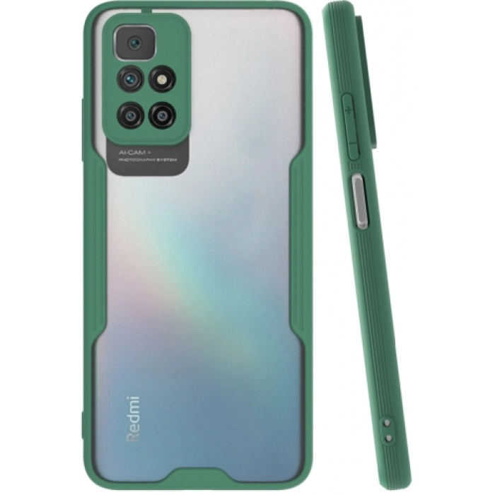 Xiaomi Redmi 10 Kılıf Renkli Silikon Kamera Lens Korumalı Şeffaf Parfe Kapak - Yeşil