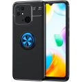 Xiaomi Redmi 10C Kılıf Renkli Silikon Yüzüklü Standlı Auto Focus Ravel Kapak - Mavi - Siyah