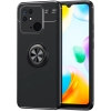 Xiaomi Redmi 10C Kılıf Renkli Silikon Yüzüklü Standlı Auto Focus Ravel Kapak - Siyah