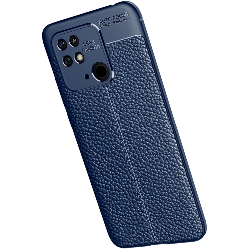 Xiaomi Redmi 10C Kılıf Deri Görünümlü Lüks Parmak İzi Bırakmaz Niss Silikon Kapak - Lacivert