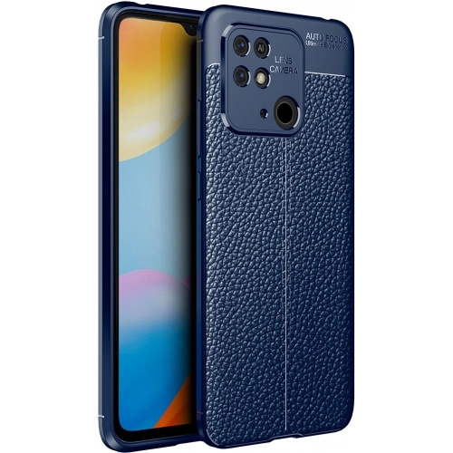Xiaomi Redmi 10C Kılıf Deri Görünümlü Lüks Parmak İzi Bırakmaz Niss Silikon Kapak - Lacivert