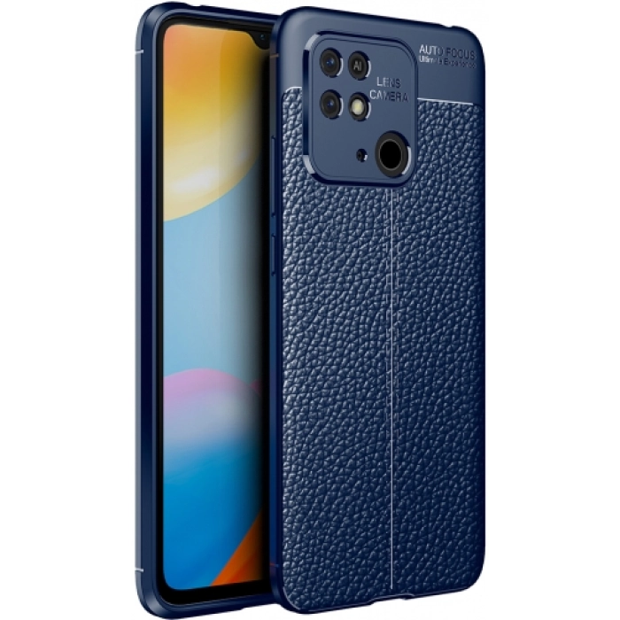 Xiaomi Redmi 10C Kılıf Deri Görünümlü Lüks Parmak İzi Bırakmaz Niss Silikon Kapak - Lacivert