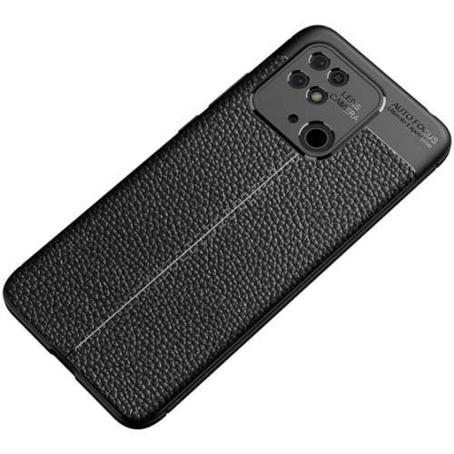 Xiaomi Redmi 10C Kılıf Deri Görünümlü Lüks Parmak İzi Bırakmaz Niss Silikon Kapak - Siyah