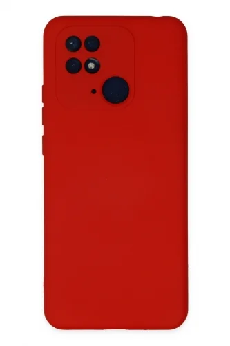 Xiaomi Redmi 10C Kılıf İçi Kadife İnci Esnek Kamera Korumalı Silikon Kapak - Kırmızı