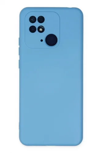 Xiaomi Redmi 10C Kılıf İçi Kadife İnci Esnek Kamera Korumalı Silikon Kapak - Mavi