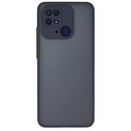 Xiaomi Redmi 10C Kılıf Kamera Korumalı Arkası Şeffaf Mat Silikon Kapak - Lacivert