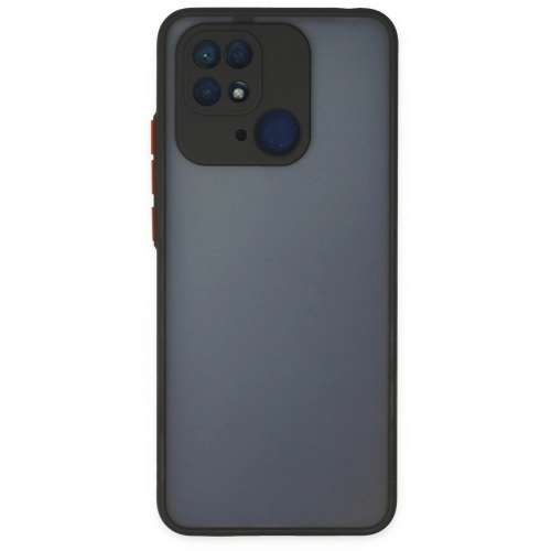 Xiaomi Redmi 10C Kılıf Kamera Korumalı Arkası Şeffaf Mat Silikon Kapak - Siyah