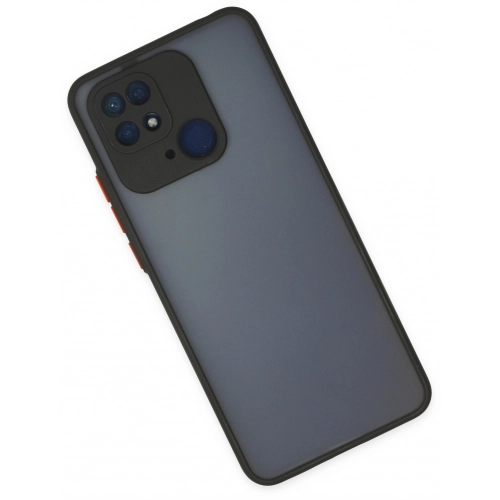 Xiaomi Redmi 10C Kılıf Kamera Korumalı Arkası Şeffaf Mat Silikon Kapak - Siyah