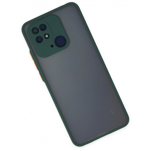 Xiaomi Redmi 10C Kılıf Kamera Korumalı Arkası Şeffaf Mat Silikon Kapak - Yeşil