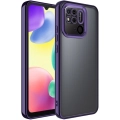 Xiaomi Redmi 10C Kılıf Kamera Lens Korumalı Şeffaf Renkli Logo Gösteren Parlak Kapak - Koyu Mor