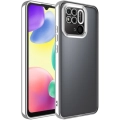 Xiaomi Redmi 10C Kılıf Kamera Lens Korumalı Şeffaf Renkli Logo Gösteren Parlak Kapak - Gümüş