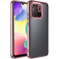 Xiaomi Redmi 10C Kılıf Kamera Lens Korumalı Şeffaf Renkli Logo Gösteren Parlak Kapak - Rose Gold