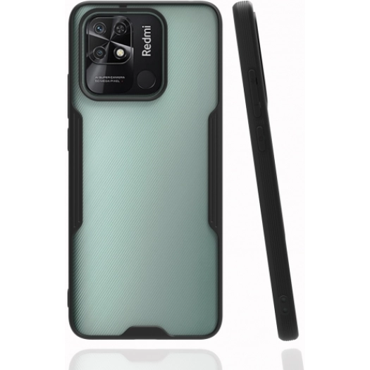 Xiaomi Redmi 10C Kılıf Renkli Silikon Kamera Lens Korumalı Şeffaf Parfe Kapak - Siyah